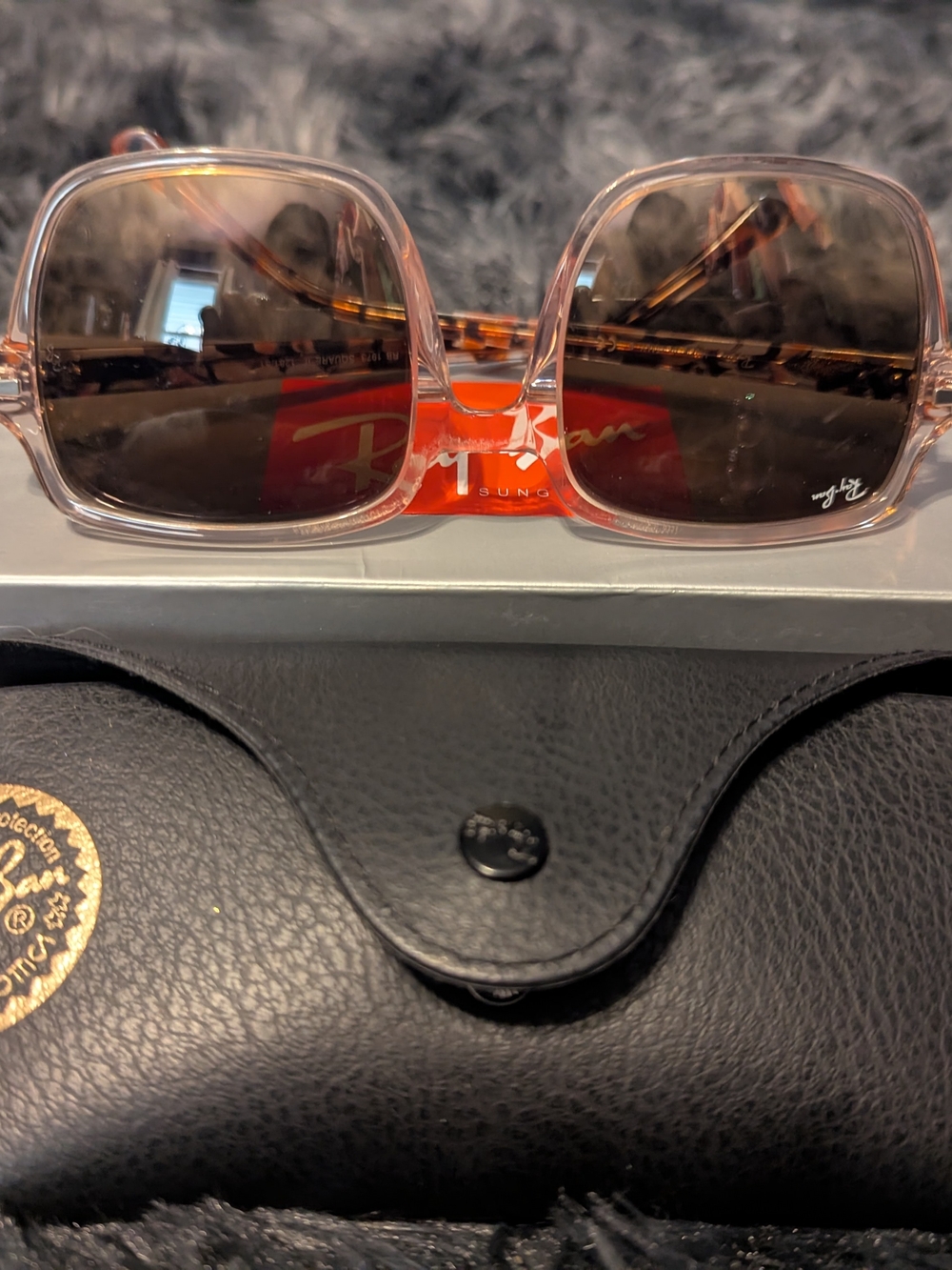 Ray-Ban Women’s Square Sunglasses in Pink and Brown Gradient